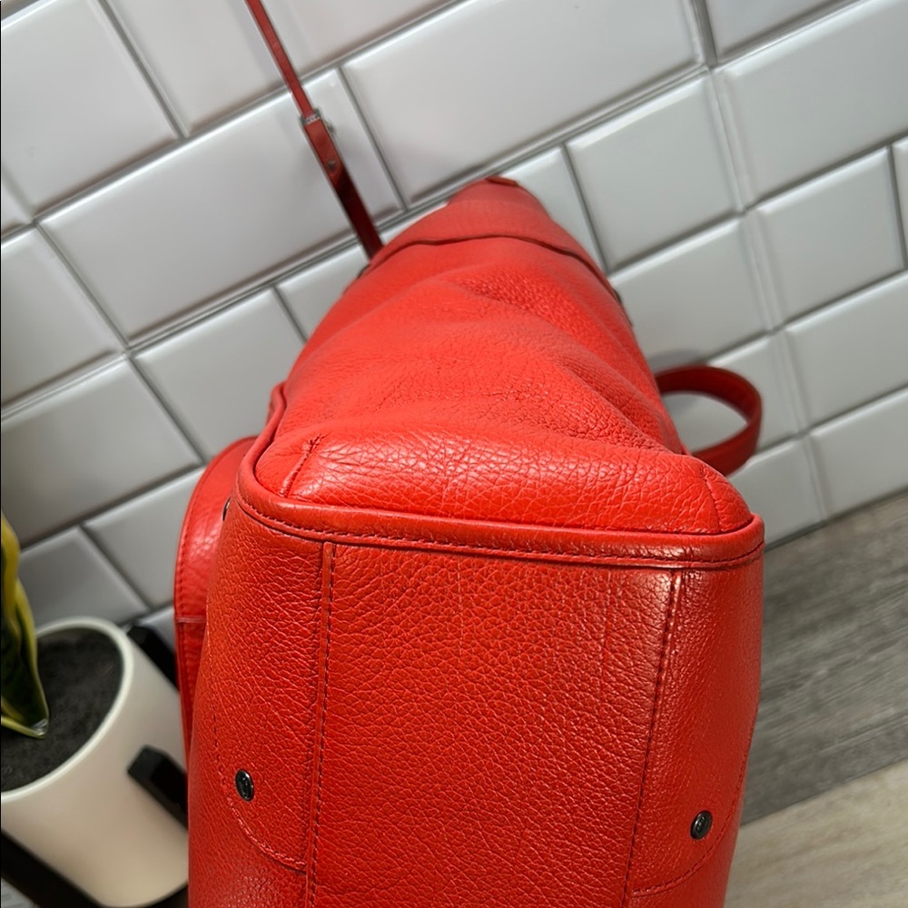 Coach Red Pebble Leather Mickie Tote Shoulder Bag Purse F34039 - Picture 5 of 12